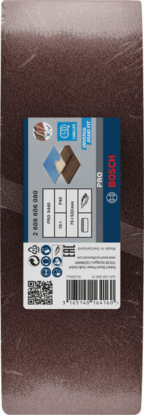 BOSCH Schleifband-Set X440 Best for Wood and Paint, 10-teilig, 75 x 533 mm, K40 BOSCH Schleifband-Set X440 Best for Wood and Paint, 10-teilig, 75 x 533 mm, K40