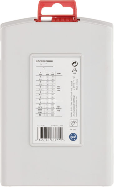BOSCH 19-teiliges HSS-G ProBox Metallbohrer-Set, DIN 338, 135°, 1–10 mm