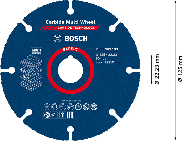 BOSCH EXPERT Carbide Multi Wheel Trennscheibe, 125 mm, 22,23 mm BOSCH EXPERT Carbide Multi Wheel Trennscheibe, 125 mm, 22,23 mm
