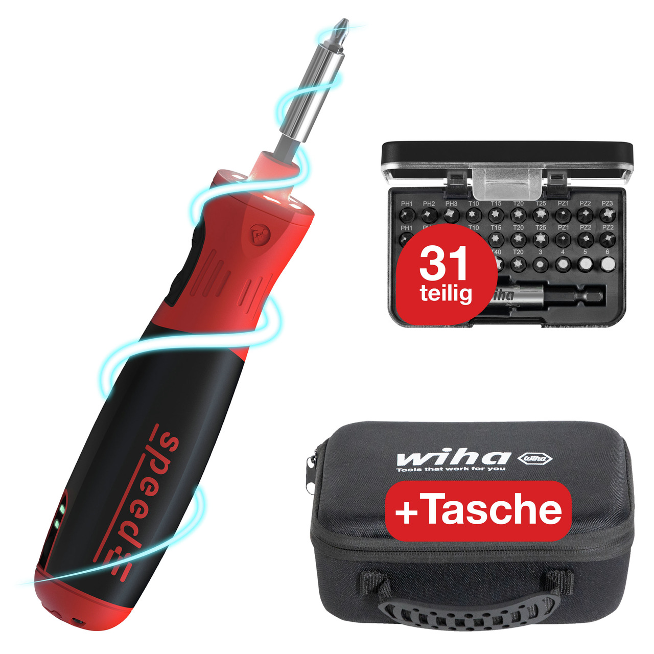 WIHA E-Schraubendreher speedE PocketDrive mit Bitbox und Tasche WIHA E-Schraubendreher speedE PocketDrive mit Bitbox und Tasche