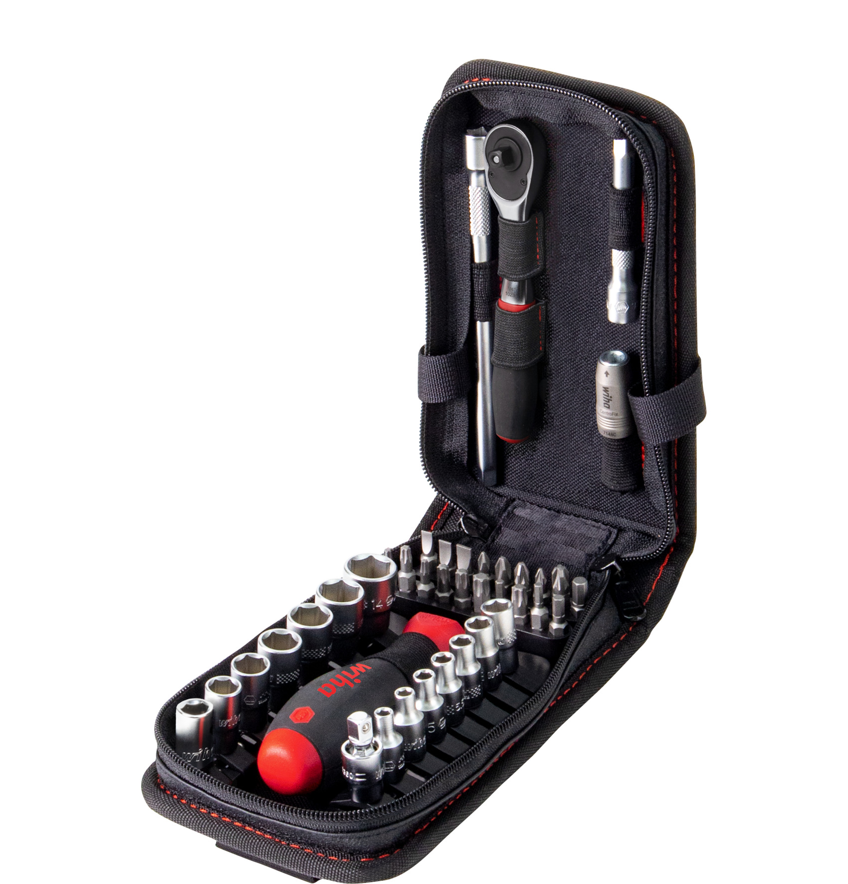 WIHA Steckschlüssel- und Bit Set 1/4" 41-tlg. inkl. Funktionstasche mit Gürtelclip