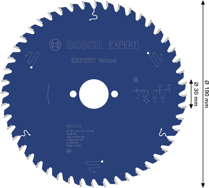 BOSCH Kreissägeblatt Expert for Wood, 190 x 30 x 2,6 mm, 48Z BOSCH Kreissägeblatt Expert for Wood, 190 x 30 x 2,6 mm, 48Z