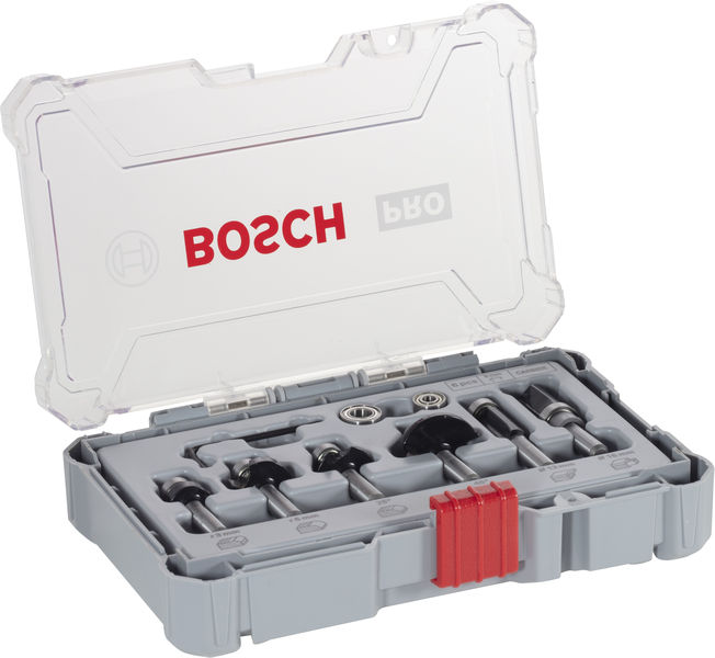 BOSCH 6-teiliges Rand- und Kantenfräser-Set, 8-mm-Schaft BOSCH 6-teiliges Rand- und Kantenfräser-Set, 8-mm-Schaft