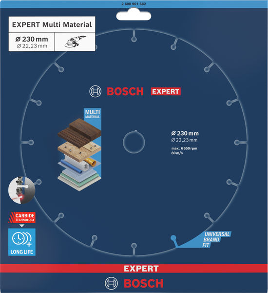 BOSCH EXPERT Carbide Multi Wheel Trennscheibe, 230 mm, 22,23 mm BOSCH EXPERT Carbide Multi Wheel Trennscheibe, 230 mm, 22,23 mm