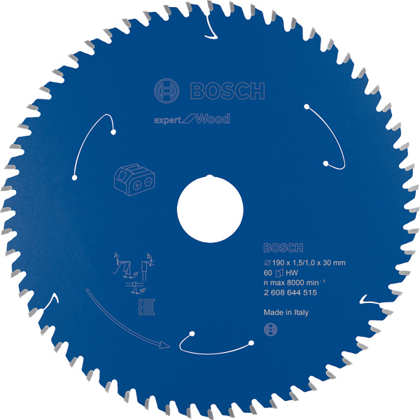 BOSCH Kreissägeblatt für Akkusägen Expert for Wood, 190 x 1,5/1 x 30, 60 Zähne BOSCH Kreissägeblatt für Akkusägen Expert for Wood, 190 x 1,5/1 x 30, 60 Zähne
