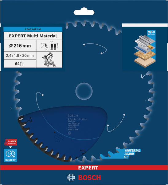 BOSCH Kreissägeblatt Expert for Multi Material, 216 x 30 x 2,4 mm, 64 Zähne BOSCH Kreissägeblatt Expert for Multi Material, 216 x 30 x 2,4 mm, 64 Zähne