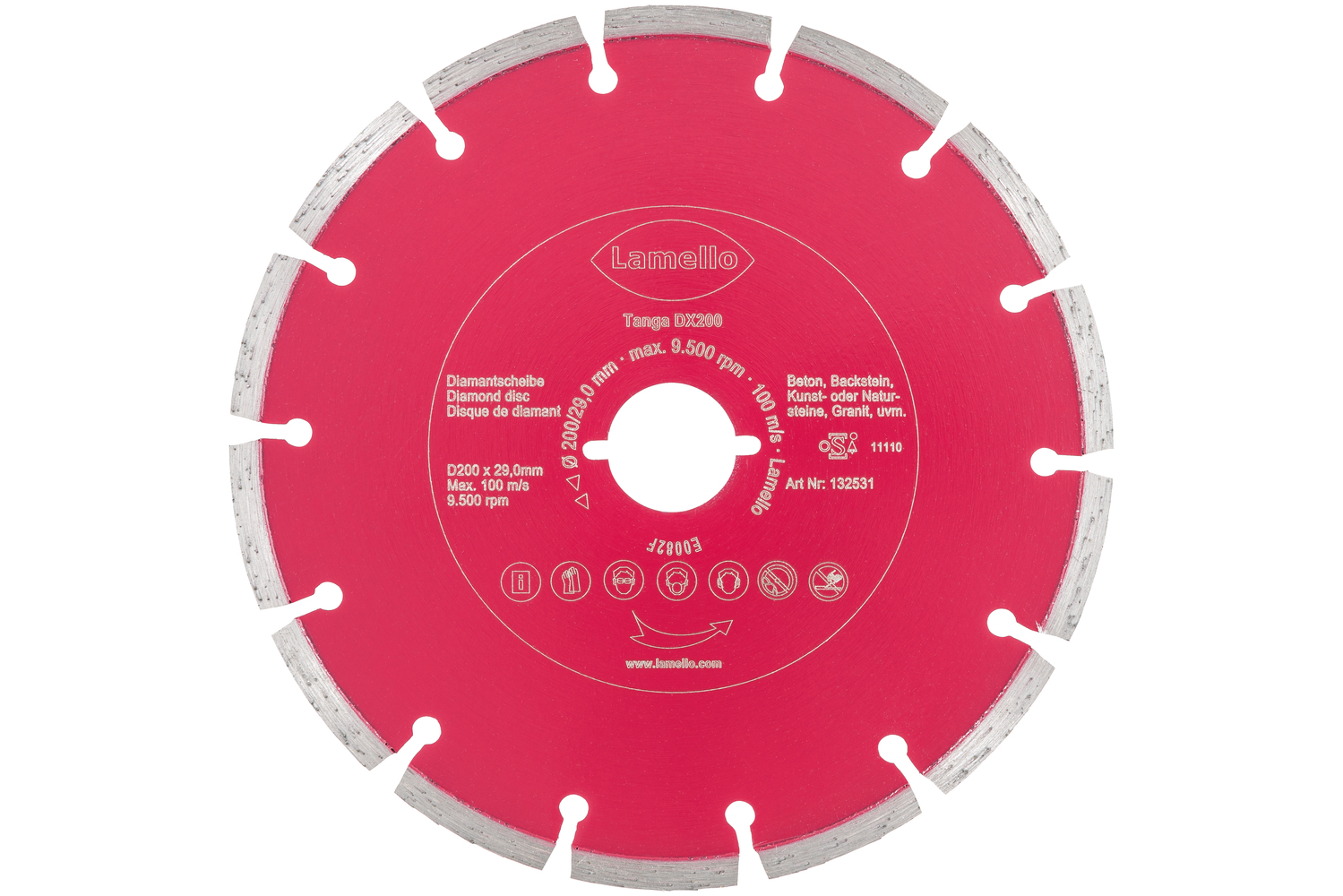 LAMELLO Tanga DX200 Trennscheibe, DP, segmentiert, Ø200x2.4xØ29 mm, mit Schnellspann-Aufnahme