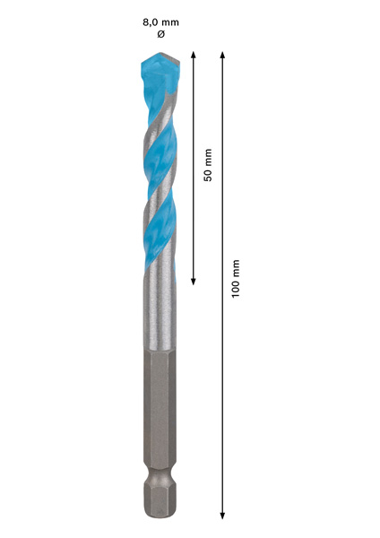 BOSCH EXPERT HEX-9 MultiConstruction Bohrer, 8 x 50 x 100 mm BOSCH EXPERT HEX-9 MultiConstruction Bohrer, 8 x 50 x 100 mm