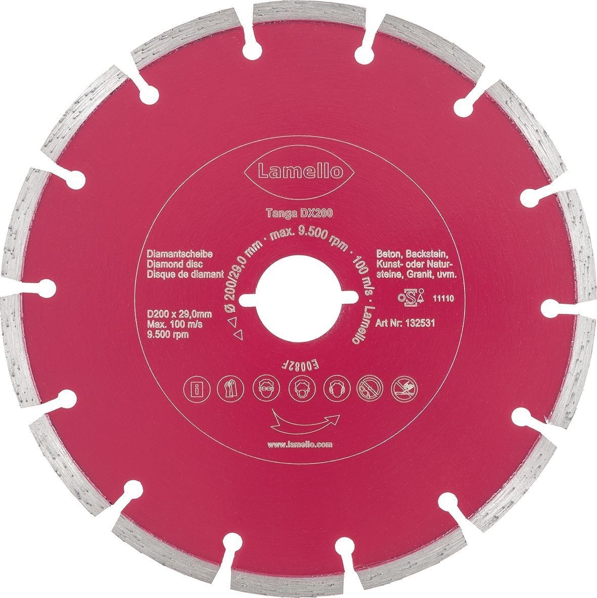 LAMELLO Tanga DX200 Trennscheibe, DP, segmentiert, Ø200x2.4xØ29 mm, mit Schnellspann-Aufnahme LAMELLO Tanga DX200 Trennscheibe, DP, segmentiert, Ø200x2.4xØ29 mm, mit Schnellspann-Aufnahme
