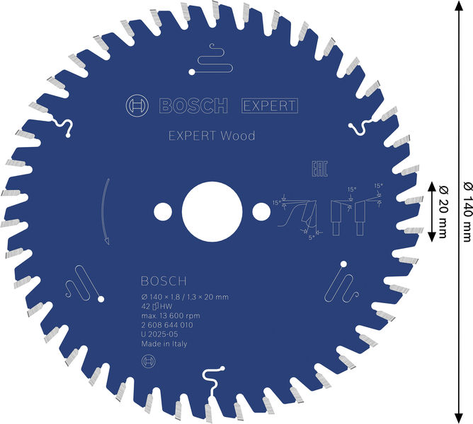 BOSCH Kreissägeblatt Expert for Wood, 140 x 20 x 1,8 mm, 42Z BOSCH Kreissägeblatt Expert for Wood, 140 x 20 x 1,8 mm, 42Z