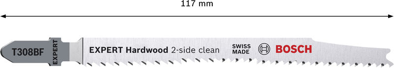 BOSCH EXPERT ‘Hardwood 2-side clean’ T 308 BF Stichsägeblatt, 5 Stück BOSCH EXPERT ‘Hardwood 2-side clean’ T 308 BF Stichsägeblatt, 5 Stück
