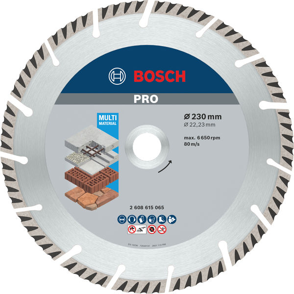 BOSCH PRO Multi Material Diamanttrennscheibe, 230 x 22,23 mm, 10-tlg. BOSCH PRO Multi Material Diamanttrennscheibe, 230 x 22,23 mm, 10-tlg.