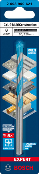 BOSCH EXPERT CYL-9 MultiConstruction Bohrer, 8 x 80 x 120 mm BOSCH EXPERT CYL-9 MultiConstruction Bohrer, 8 x 80 x 120 mm
