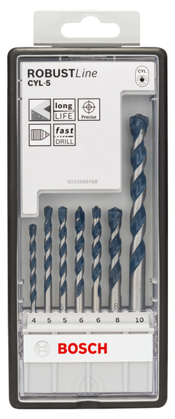 BOSCH 7-teiliges CYL-5 Betonbohrer-Set, Robust Line, 4–10 mm BOSCH 7-teiliges CYL-5 Betonbohrer-Set, Robust Line, 4–10 mm
