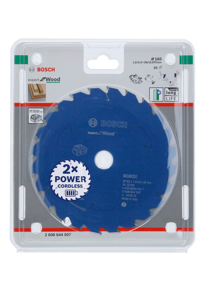 BOSCH Kreissägeblatt für Akkusägen Expert for Wood, 165 x 1,5/1 x 20, 24 Zähne BOSCH Kreissägeblatt für Akkusägen Expert for Wood, 165 x 1,5/1 x 20, 24 Zähne