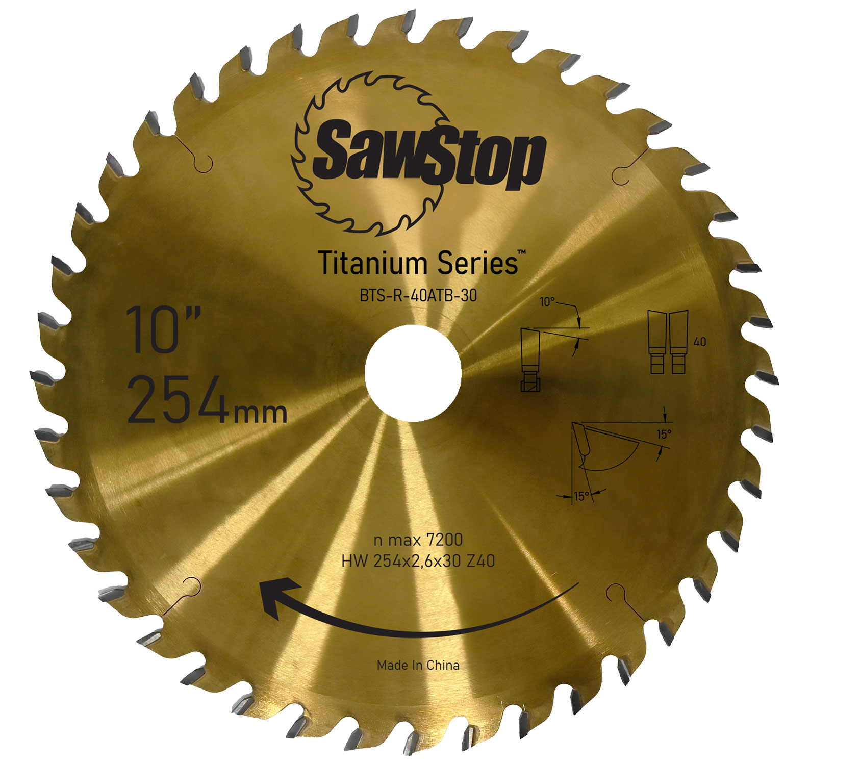 SAWSTOP TITANIUM Sägeblatt 254x3,2/2,2x30, WZ40