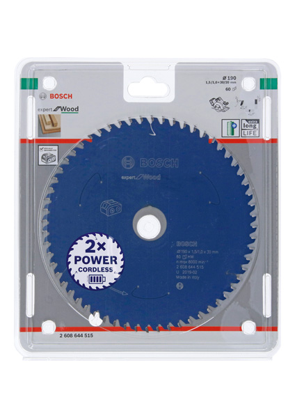 BOSCH Kreissägeblatt für Akkusägen Expert for Wood, 190 x 1,5/1 x 30, 60 Zähne BOSCH Kreissägeblatt für Akkusägen Expert for Wood, 190 x 1,5/1 x 30, 60 Zähne