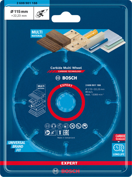 BOSCH EXPERT Carbide Multi Wheel Trennscheibe, 115 mm, 22,23 mm BOSCH EXPERT Carbide Multi Wheel Trennscheibe, 115 mm, 22,23 mm