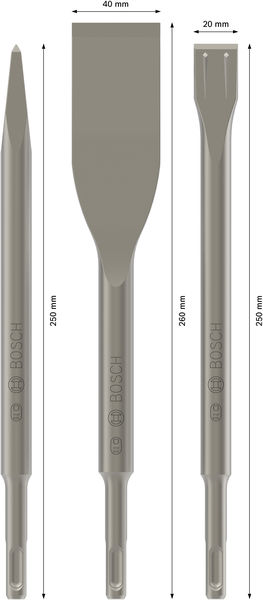 BOSCH 3-teiliges Meißelset, SDS plus, 0/20/40 mm BOSCH 3-teiliges Meißelset, SDS plus, 0/20/40 mm