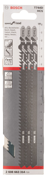 BOSCH Stichsägeblatt T 744 D Speed for Wood, 3er-Pack BOSCH Stichsägeblatt T 744 D Speed for Wood, 3er-Pack