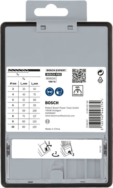 BOSCH 8-teiliges Holzspiralbohrer-Set, Robust Line, 3–10 mm BOSCH 8-teiliges Holzspiralbohrer-Set, Robust Line, 3–10 mm