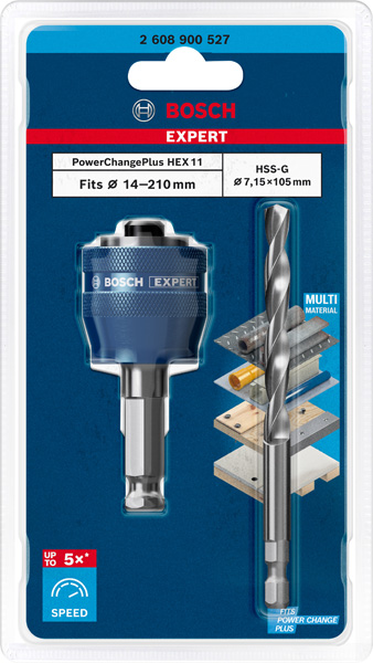 BOSCH EXPERT Power Change Plus Adapter, 11 mm, HSS-G-Bohrer, 7,15 x 105 mm, 2-tlg. BOSCH EXPERT Power Change Plus Adapter, 11 mm, HSS-G-Bohrer, 7,15 x 105 mm, 2-tlg.