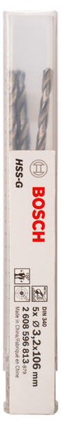 BOSCH Metallbohrer DIN 340 HSS-G 3,2 mm, 5/Pack BOSCH Metallbohrer DIN 340 HSS-G 3,2 mm, 5/Pack