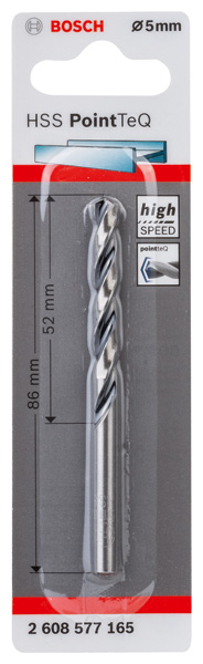 BOSCH Metallspiralbohrer HSS PointTeQ, DIN 338, 5,0 mm, 1er-Pack BOSCH Metallspiralbohrer HSS PointTeQ, DIN 338, 5,0 mm, 1er-Pack