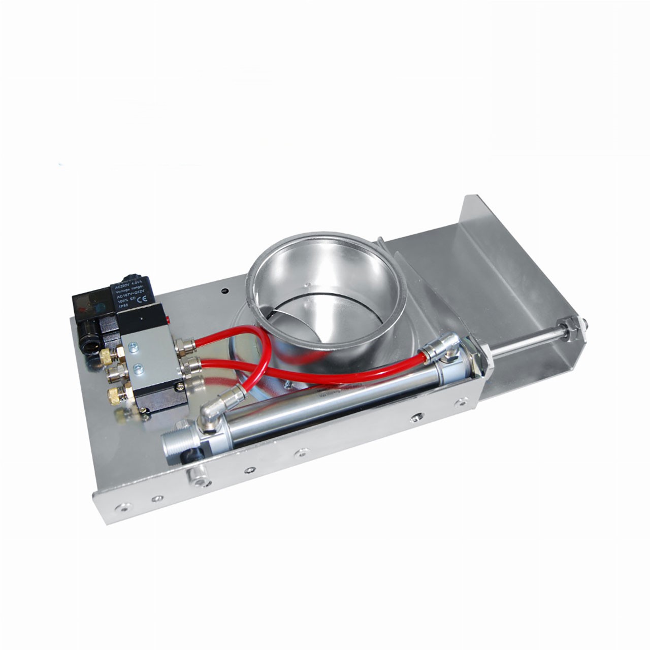 Pneumatikschieber D= 120 mm, schwere Ausführung, Schieber nach "CE" einschließlich Pneumatikventil und Spule 230 V.