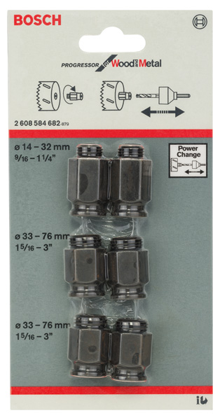 BOSCH Power Change-Adapter Nuss-Set, 6‑tlg.