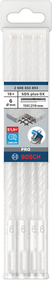 BOSCH PRO SDS plus-5X Hammerbohrer, 6 x 150 x 210 mm, 10-tlg. BOSCH PRO SDS plus-5X Hammerbohrer, 6 x 150 x 210 mm, 10-tlg.