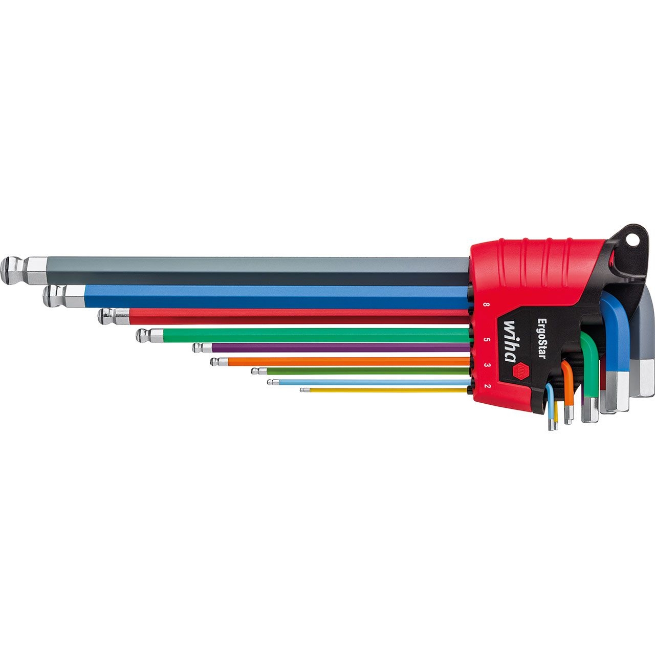 WIHA Stiftschlüssel Set im ErgoStar Halter Sechskant-Kugelkopf MagicRing® 10-tlg. farbig leuchtend WIHA Stiftschlüssel Set im ErgoStar Halter Sechskant-Kugelkopf MagicRing® 10-tlg. farbig leuchtend