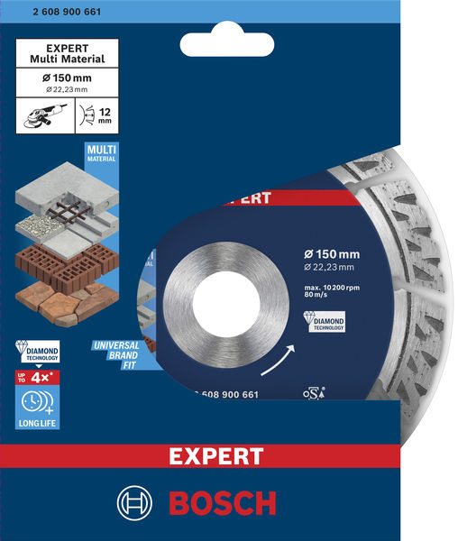 BOSCH EXPERT MultiMaterial Diamanttrennscheiben, 150 x 22,23 x 2,4 x 12 mm BOSCH EXPERT MultiMaterial Diamanttrennscheiben, 150 x 22,23 x 2,4 x 12 mm