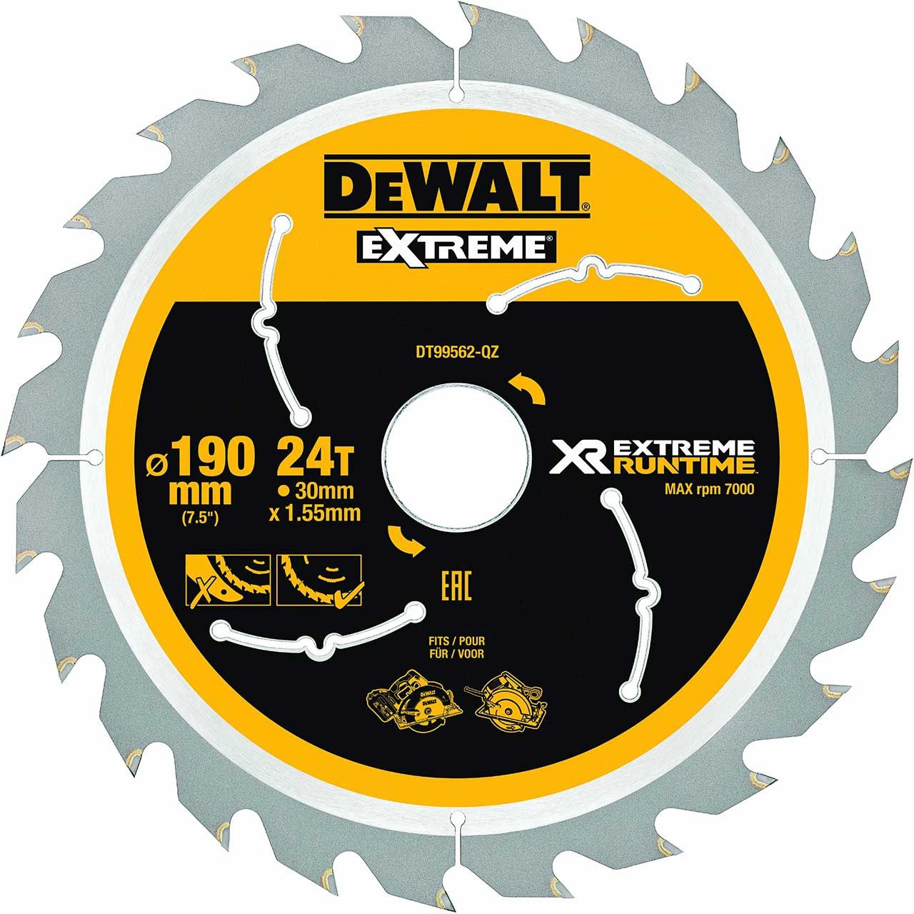 DEWALT Kreissägeblatt Ø190 mm 24WZ/FZ DEWALT Kreissägeblatt Ø190 mm 24WZ/FZ