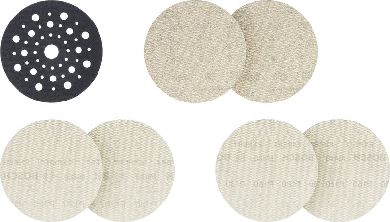 BOSCH EXPERT M480 Schleifnetz-Set, 125mm, K80/120/180, 6+1 Set, Starter Pack