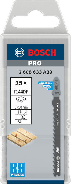 BOSCH Stichsägeblatt T 144 DP Precision for Wood, 25er-Pack BOSCH Stichsägeblatt T 144 DP Precision for Wood, 25er-Pack