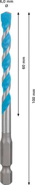 BOSCH EXPERT HEX-9 MultiConstruction Bohrer, 6 x 60 x 100 mm BOSCH EXPERT HEX-9 MultiConstruction Bohrer, 6 x 60 x 100 mm