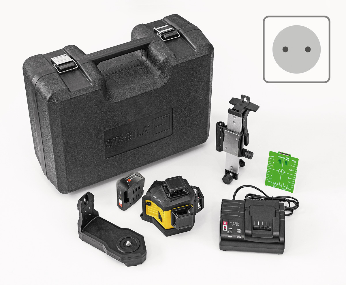 STABILA Multilinien-Laser LAX 600 G, 12-V-System, 7-teiliges Set, mit Akku und Ladegerät (EU)