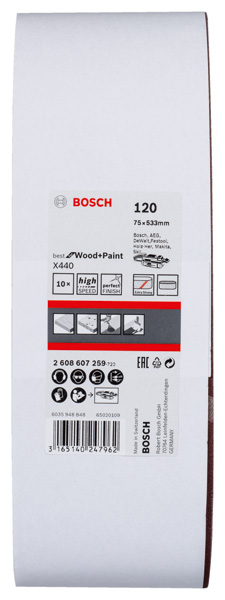 BOSCH 10tlg. Schleifband-Set X440 Korn 120
