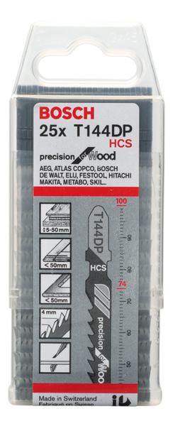 BOSCH Stichsägeblatt T 144 DP Precision for Wood, 25er-Pack BOSCH Stichsägeblatt T 144 DP Precision for Wood, 25er-Pack