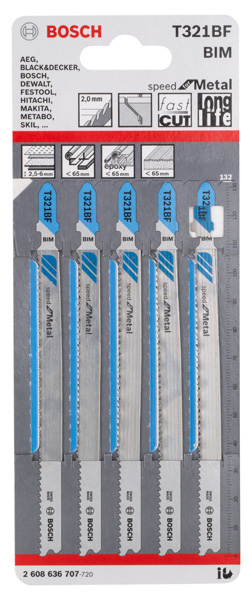 BOSCH PRO Metal Pipes and Profiles T321BF Stichsägeblatt, 132 mm, 5-tlg. BOSCH PRO Metal Pipes and Profiles T321BF Stichsägeblatt, 132 mm, 5-tlg.